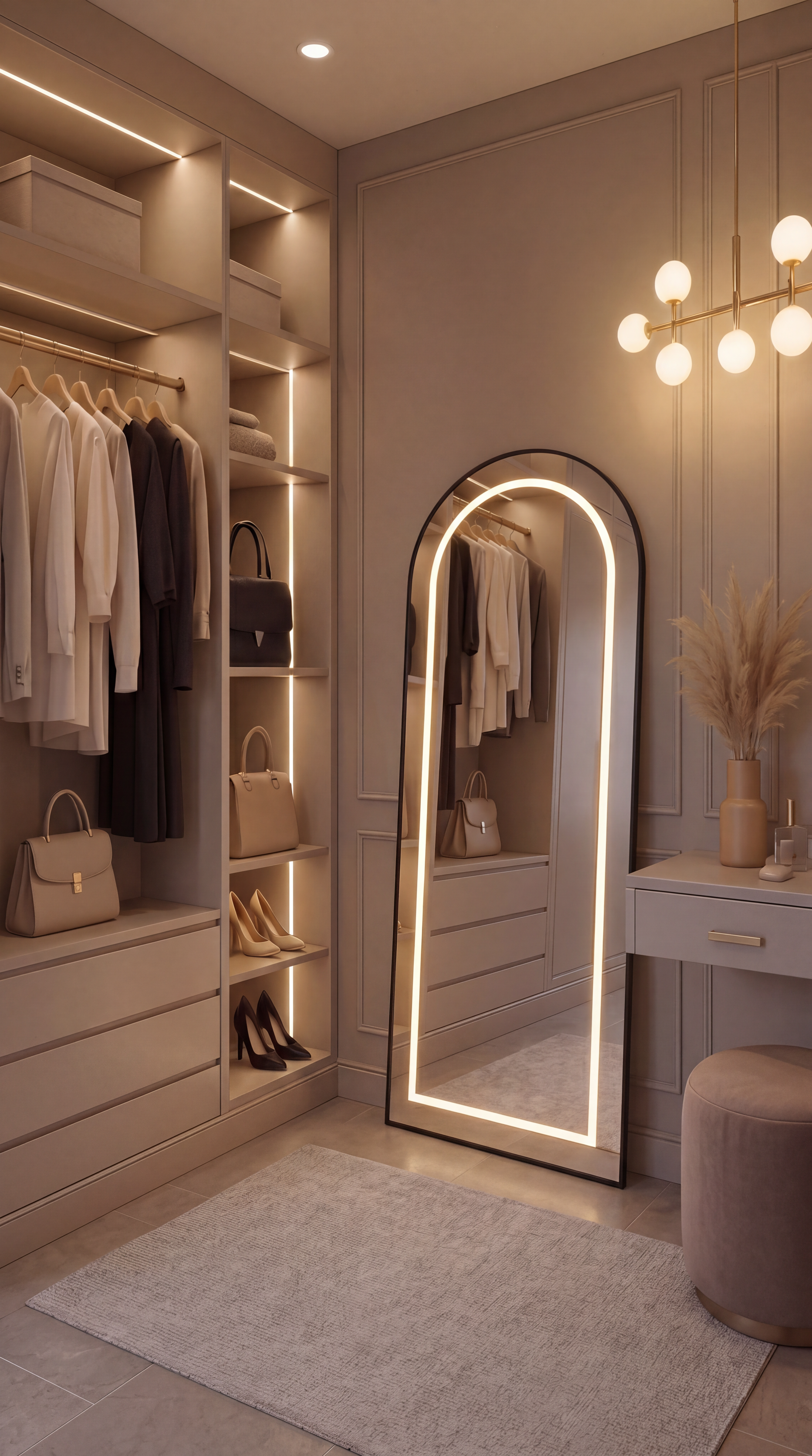 Espejo de piso TOSCANA con luz led